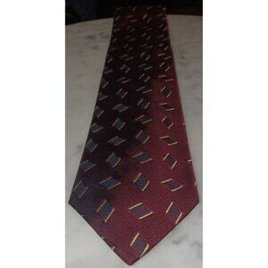 Men's All Silk Tie Roundtree & Yorke Maroon Gold & Black